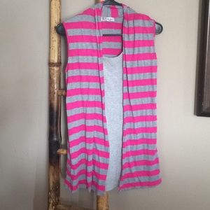 Striped Sleeveless Cardigan